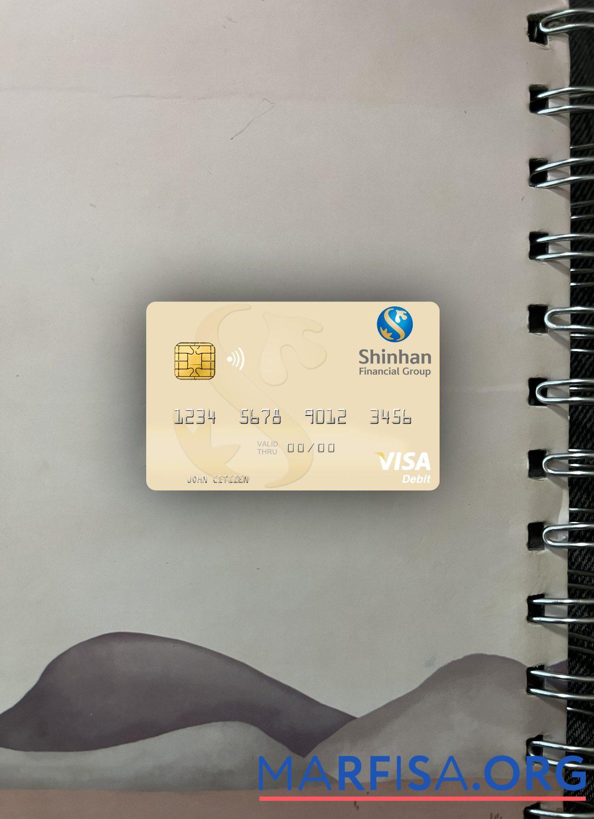 Downloadable South Korea Shinhan Financial Group visa debit card photolook front sample